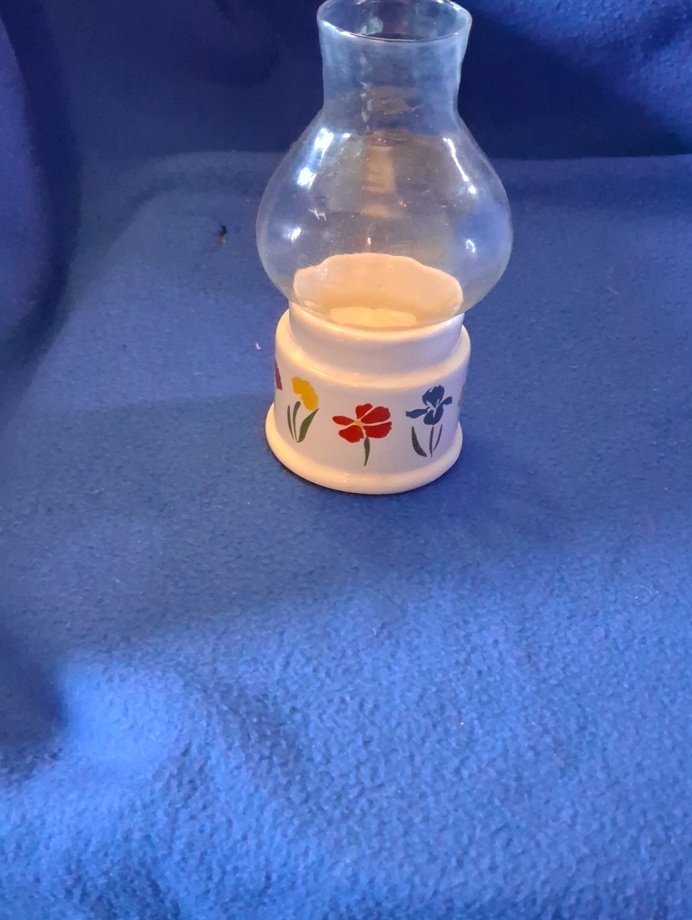 Decorative White Floral Glass Tealight Holder